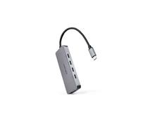Nanocable Hub USB-C 10.16.4505 – 4x USB-C 3.2, 1x PD 100W, jusqu'à 10 Gbps, câble 0,10 m – Gris