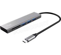 Hub USB-C 3.2 Trust Halyx - 3 ports USB-A + lecteur de cartes (Argent)
