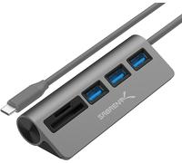 Hub USB-C 3 Ports USB 3.2 Lecteur Carte SD Micro Adaptateur (HB-U3CR) Gris Noir