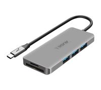 Hub USB-C 3x USB 1x HDMI 1x USB-C 1x 1 Entrée micro-SD / SD Compact Akashi Gris