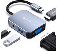 Hub Usb C 4 En 1, Adaptateur Usb C Vers Hdmi Vga, Adaptateur Usb Type-C Vers Usb, Compatible Pour Macbook Pro/Air, Iphone 15 Plus Pro Max, Surface Book 2, Dell Xps 13/15,Pixelbook Et Plus- G[Z319]