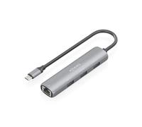 Hub USB-C 4 en 1 - AISENS - 3xUSB-A - RJ45 - 15cm - Gris - USB3.1 Gen1 - Compatible Windows, Mac OS, Linux