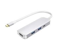 HUB USB-C 4 EN 1 AVEC 2 X USB-A / 1 X HDMI 4K / 1 X USB-C 100W PD GRIS SIDERAL