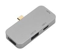 Hub USB C 4 en 1 Gris, Station d'extension multifonctionnelle, connecteur de Type C vers HDMI avec Charge PD 60 W, Coque CNC en Alliage d'aluminium, Conception compacte pour