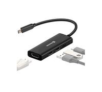 Swissten Hub USB-C 4 en 1 vers HDMI 4K, USB-C recharge 100W et USB, Noir
