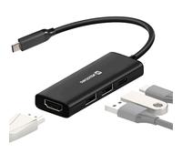 Hub USB C 4 en 1 vers HDMI 4K USB C Recharge 100W et USB Noir