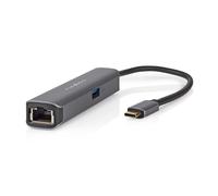 Hub USB-C 4-en-1 vers RJ45 Femelle / USB-A / USB-C Femelle / HDMI 4K 5Gbps 0.2m Nedis Noir