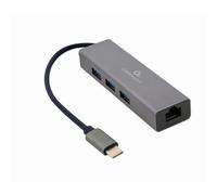 Hub USB-C 4 Ports GEMBIRD A-CMU3-LAN-01 Blanc Gris