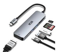 Hub USB C 4K @ 60 Hz HDMI, ICZI 6 en 1 USB C vers HDMI, 2 ports USB 3.0, lecteur de carte SD/TF, hub USB PD 100 W USB-C pour ordinateurs portables Mac/MacBook Pro/Air et plus encore