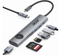 Hub USB C, 4K@60Hz Adaptateur USB C vers HDMI 7en1 avec PD 100W, Lecteur de Carte SD/TF, 2*USB 3.0 et USB C 5Gbps, Bouton Marche/Arrêt de l'Écran Compatible avec iPad Pro, MacBook, Galaxy etc.