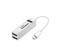 Hub USB-C 5 en 1 3x Ports USB Lecteur carte SD/micro-SD Argent