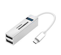 Avizar Hub USB-C 5-en-1 3x Ports USB Lecteur carte SD/micro-SD Argent