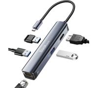Hub Usb C, 5 En 1 Adaptateur Usb C Aluminium Vers Ethernet Rj45 Avec Hdmi 4K,3 Usb 3.0, Pour Surface Pro 8/9,Macbook Pro/Air M1 2021, Ipad Pro/Air 4/Air 5 2022[Z1467]