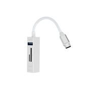 Hub USB-C 5 en 1 avec 3 Ports USB et Lecteur de Carte SD Micro-SD Argent