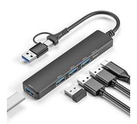Hub USB C 5 en 1 en aluminium, adaptateur répartiteur USB multiport avec 1 USB 3.0, 3 ports USB 2.0 et alimentation de données de type C pour MacBook Pro, iPad, ordinateur portable, Dell, HP, pour