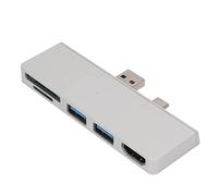Hub USB C 5 en 2 pour Pro 7, Station d'accueil USB C avec Interface multimédia 4K HD, Deux Ports USB3.0, Lecteur de Carte mémoire, Conception compacte en Alliage d'aluminium pour (Argent)
