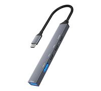 Hub USB C 5 ports 2 x USB 3 x Type-C Adaptateur USB Boîtier en alliage d'aluminium Transfert de données rapide 5 Gbit/s