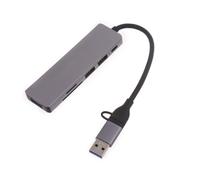 Hub USB C 6 en 1 Adaptateur USB C Lecteur de carte USB vers USB C Station d'accueil USB C vers USB C Adaptateur USB C Dock pour ordinateur portable