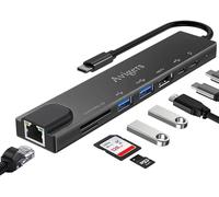 Hub USB C, (6 en 1) Adaptateur vers RJ45 Ethernet, HDMI 4K, PD 100W, USB 3.0 Port, USB 2.0 Port, Type-C Port, USB C Multiport Adaptateur pour iPhone 16/15 Série, MacBook Pro/Air, iPad, Samsung, etc.