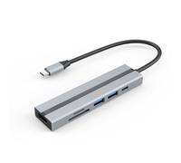 Hub USB-C 6-en-1 avec HDMI 4K, ports USB 3.0/2.0, lecteur de carte SD/TF