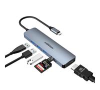 Hub USB-C 6 en 1, Double écran, oditton Adaptateur USB C avec (HDMI 4K, USB A 3.0, Lecteur de Carte SD/TF), Station d'accueil multiport Chromebook Air pour Surface, XPS et Plus d'appareils de Type C