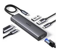 Ugreen Hub USB-C REVODOK 6-en-1 HDMI 4K@60Hz 2x USB-A 3.2 USB-C 3.2 RJ45 Gigabit PD 100W Gris