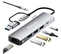 Hub USB-C 6 en 2 Obcxin, Adaptateur multiport avec Gigabit Ethernet, USB 3.2 et 2.0, USB-C 3.2, Station d'accueil Type-C pour Ordinateur Portable MacBook Pro/Air, Surface Pro, iPad Pro, Dell, Samsung