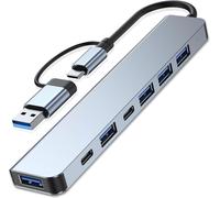 Hub Usb C 7 En 1, Adaptateur Usb C Avec Usb 3.0 + 2 Type C, Charge Pd 100 W, 5 Ports Usb 3.0, Usb C Hub Multiport Pour Ordinateurs Portables, Compatible Pc, Tablette, Macbook Air/Pro, Ipad P[Z674]