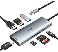 HUB USB C, 7-en-1 Adaptateur USB C vers USB, HDMI 4K, Charge PD 100W Lecteur de Carte SD/Micro SD,Dock USB C Multiport Compatible avec MacBook Pro/Air, iPad Pro, Autres appareils de Type C