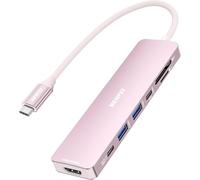 Hub Usb C 7-En-1 Avec Hdmi(4K@60Hz), 2 Usb-A, 1 Usb-C Data, 100W De Charge, Lecteur De Carte Sd/Tf, Câble En Silicone Sans Enchevêtrement Compatible Avec Macbook Pro/Air, Ipad Pro, Imac¿Pink[Z78]