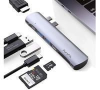 Hub USB C 7 en 1 Compatible avec Apple MacBook Pro 2017-2019 et MacBook Air 2018 2019 Thunderbolt 3 avec 2 Ports USB 3.0 4K HDMI 100W PD SD/Micro SD Lecteur de Carte - Gris Espace