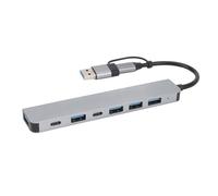 Hub USB C 7 en 1 en Aluminium avec USB 3.0, Adaptateur Multiport USB C 7 en 1 avec 2 Types C, USB3.0, 4 USB2.0, pour Ordinateur Portable, Téléphones Portables et Tablettes