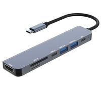Hub USB C 7 en 1 en aluminium avec USB 3.0, hub USB C avec HDMI 4K, 100 W PD, 2 ports USB 3.0, données USB C, lecteur de carte SD/TF, adaptateur multiport USB C pour MacBook Pro, iPhone 15, ordinateur