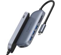 Hub USB C 7 en 1, NEWQ Hub USB C avec HDMI 4K, 3 ports USB-A 3.0, lecteur de carte SD/TF, chargement USB-C PD 100 W, concentrateur USB fin en aluminium pour MacBook, ordinateur portable et appareils