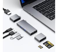 Hub USB-C 7 en 1 Thunderbolt 4 4K 60Hz HDMI 2 USB-C 2 USB-A lecteur de carte microSD/SD pour MacBook Pro 13" MacBook Air M1 M2 M3 iPad Pro et Air Dell Lenovo
