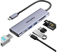 Hub USB C 7-en-1 USB-C Dongle avec Adaptateur Multiport HDMI 4K, 2×Powered USB-A 3.0 5Gbps, 100W PD Charging, TF/SD Card Reader pour MacBook Pro/Air et Autres Portables à Ports de Type C