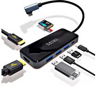 ® Hub USB C 8 en 1, 2 HDMI 4K, Puissance 100W, Connecteur Angle Droit, 3 Ports USB 3.0, Carte SD/Micro SD, Mode Etendu; Compatible avec MacBook, PC Windows et appareils Android/iOS