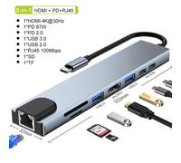 Hub USB C 8 en 1, 7 en 2, 7 en 1, type C 3.1 vers adaptateur HDMI 4K avec lecteur de carte RJ45 SD/TF, charge rapide PD pour MacBook, ordinateur portable 11 in 1
