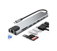 Hub USB C 8 en 1, Adaptateur Multiport USB C, Station d'accueil avec 4K HDMI, Lecteur de Cartes SD/TF, Port PD 100W, Port Ethernet Gigabit, Dock pour MacBook Pro Air/iPad/Samsung/Dell XPS/Steam Deck