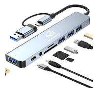 Hub USB C 8 en 1, adaptateur USB C avec 3 USB 3.0 + 1 type C, charge PD 100 W, audio 3,5 mm, SD/TF, USB C Hub multiport pour ordinateurs portables, compatible avec tablette, MacBook Air/Pro, iPad