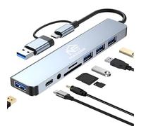 Hub USB C 8 en 1, adaptateur USB C avec 3 USB 3.0 + 1 type C, charge PD 100 W, audio 3,5 mm, SD/TF, USB C Hub multiport pour ordinateurs portables, compatible avec tablette, MacBook Air/Pro, iPad