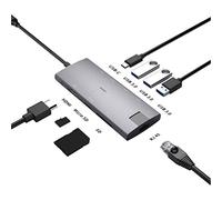Hub USB C 8 en 1, adaptateur USB de type C avec HDMI 4K, port Ethernet RJ45 Gigabit, 3 ports USB 3.0, lecteur de carte SD/Micro SD, PD de type C, pour MacBook Pro/Air, iPad Pro et plus encore