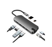 Hub USB-C 8-en-1 avec USB 3.0, HDMI, RJ45, emplacement pour carte SD/TF