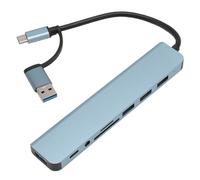 Hub USB C 8 en 1, Connecteur Double Port de Type C, Adaptateur Multiport USB avec USB 3.0, 3 X USB 2.0, 3,5 Mm, Transfert de Données Rapide de Type C, Emplacement pour Carte