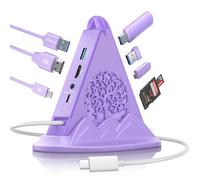 Hub USB C 8 en 1, station d'accueil RVB violette avec HDMI 4K, 100 W PD, 5 Gbit/s USB 3.0, lecteur de carte SD/TF, adaptateur de type C pour MacBook Air, Dell XPS, Surface, etc.