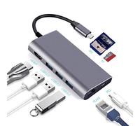 Hub USB C, 8 en 1 USB Type C Adapter avec 4K HDMI, RJ45 Ethernet 1000 Mbps, 3 USB 3.0, SD/TF Card Reader, Type C PD Charging Port for MacBook Pro/Air, iPad Pro, Mac
