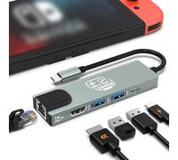 Hub USB C, adaptateur Ethernet HDMI pour Nintendo Switch/Switch OLED/MacBook/iPad/iPhone/téléphone Android/ordinateur portable, adaptateur TV portable 5 en 1 Samsung Dex Accessoires électroniques (lot