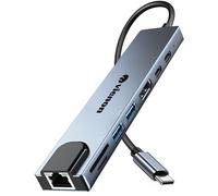 Hub USB C Adaptateur HDMI Ethernet 8 en 1 Station d'accueil USB C avec HDMI 4K, Ethernet RJ45, lecteur de carte SD/TF, USB 3.0/2.0, PD 100 W, USB C, LAN USB C Dongle pour MacBook Pro/Air, iPad Pro,