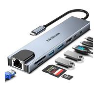 Hub USB C Adaptateur HDMI Ethernet, station d'accueil 8 en 1 avec HDMI 4K, Ethernet RJ45, lecteur de carte SD/TF, USB 3.0/2.0, PD 100 W, Dongle LAN USB-C pour MacBook Pro/Air, iPad Pro, XPS, etc