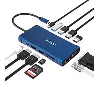 Hub USB C, Adaptateur Multiport 12-en-1 vers HDMI et VGA, Ethernet, Port Audio, Lecture Carte SD/TF, PD 100W, Ports USB 3.0, Audio 3.5mm pour MacBook Pro/Air 2020 Dell XPS Tablette Type C